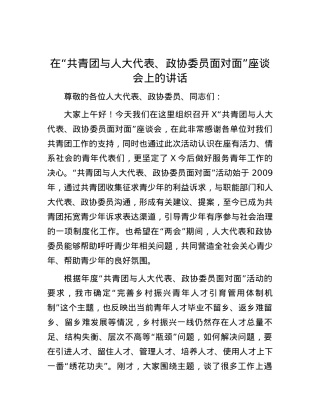 在“共青团与人大代表、政协委员面对面”座谈会上的讲话.docx
