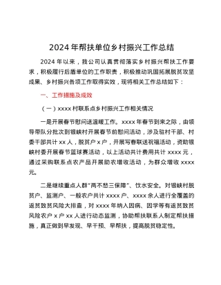 2024年帮扶单位乡村振兴工作总结.docx