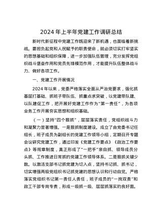 2024年上半年党建工作调研总结.docx