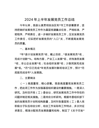 2024年上半年发展党员工作总结.docx