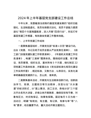 2024年上半年基层党支部建设工作总结.docx