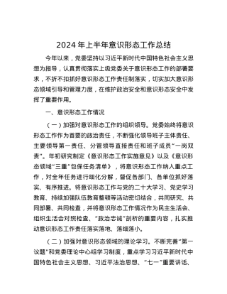 2024年上半年意识形态工作总结.docx