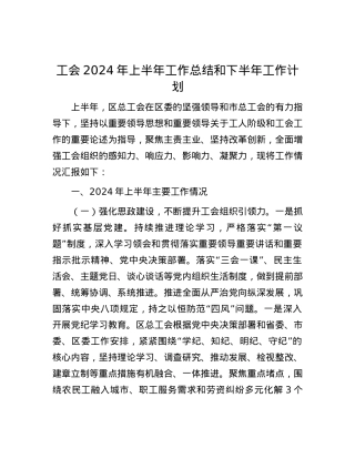 工会2024年上半年工作总结和下半年工作计划.docx