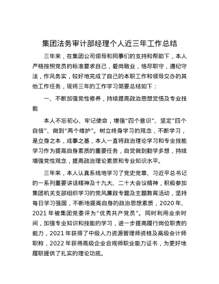集团法务审计部经理个人近三年工作总结.docx
