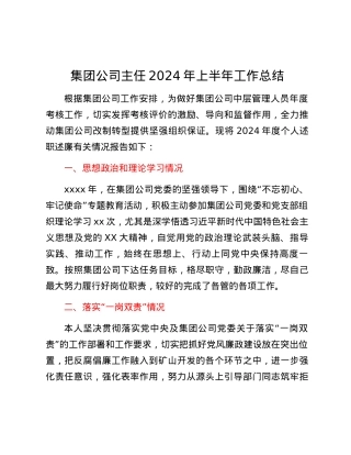 集团公司主任2024年上半年工作总结.docx