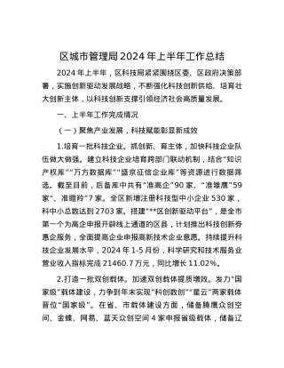 区城市管理局2024年上半年工作总结.docx