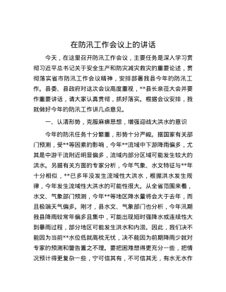 在防汛工作会议上的讲话.docx