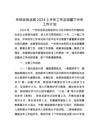 市综合执法局2024上半年工作总结暨下半年工作计划.docx