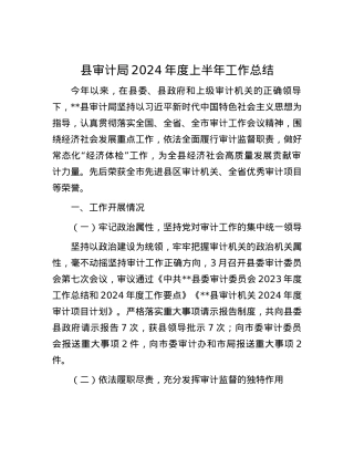 县审计局2024年度上半年工作总结.docx