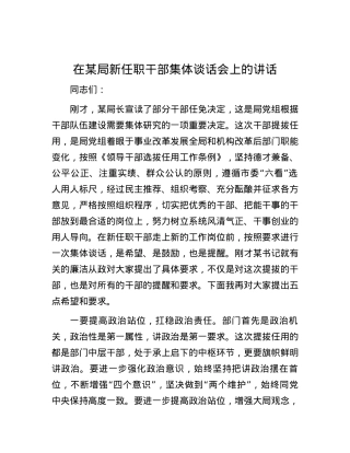 在某局新任职干部集体谈话会上的讲话.docx