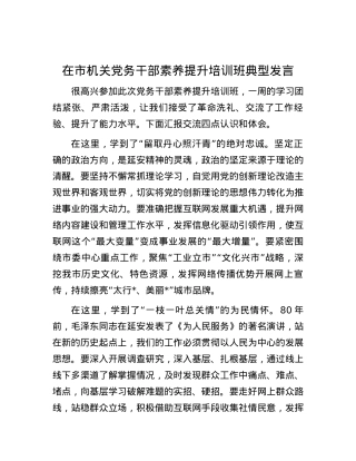 在市机关党务干部素养提升培训班典型发言.docx