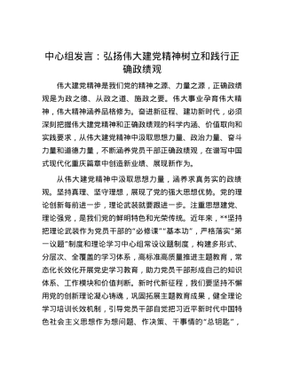 中心组发言：弘扬伟大建党精神 树立和践行正确政绩观.docx