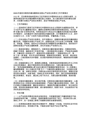 2023年度区妇联党的建设暨落实全面从严治党主体责任工作开展情况.docx