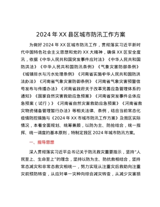 2024年XX县区城市防汛工作方案.docx
