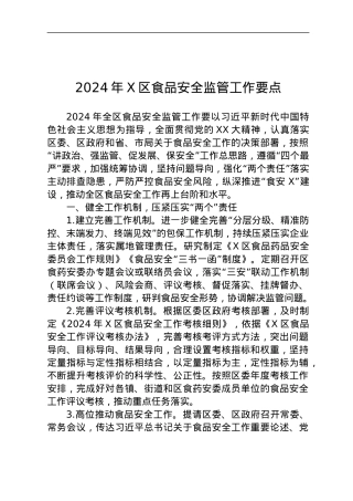 2024年X区食品安全监管工作要点.docx