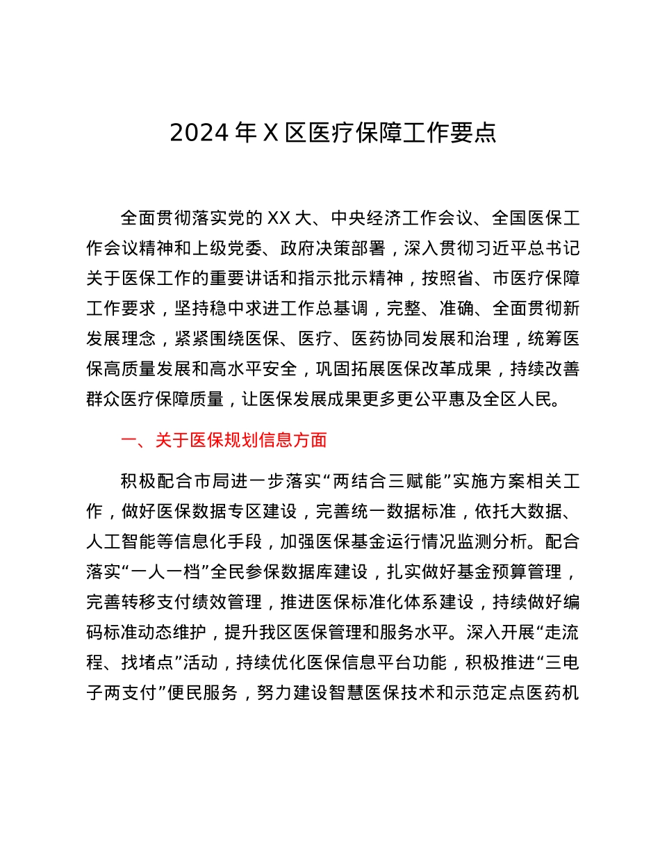 2024年X区医疗保障工作要点.docx_第1页