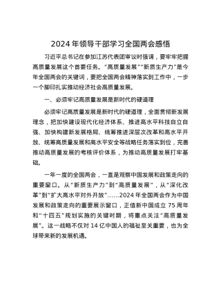 2024年领导干部学习全国两会感悟.docx