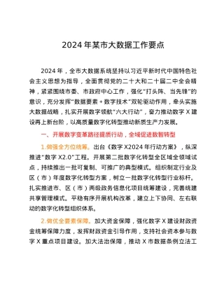2024年某市大数据工作要点.docx