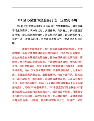 XX全心全意为企服务打造一流营商环境.docx