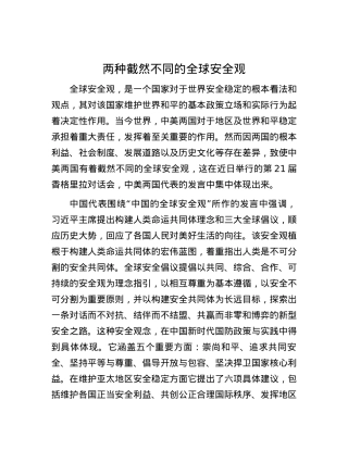 两种截然不同的全球安全观.docx