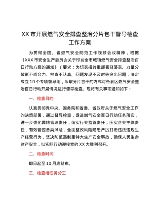 XX市开展燃气安全排查整治分片包干督导检查工作方案.docx