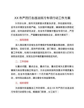 XX市严厉打击违法排污专项行动工作方案.docx