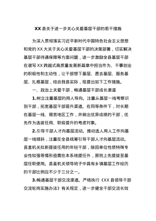 XX县关于进一步关心关爱基层干部的若干措施.docx