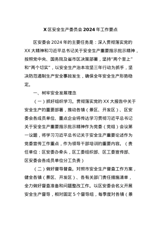 X区安全生产委员会2024年工作要点.docx