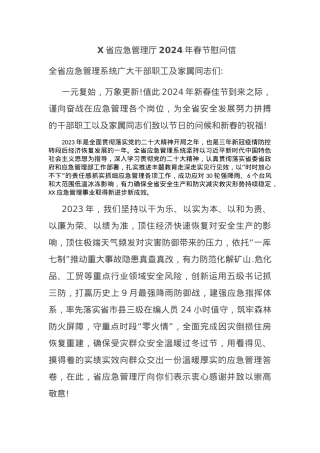 X省应急管理厅2024年春节慰问信.docx