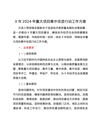 X市2024年重大项目集中攻坚行动工作方案.docx