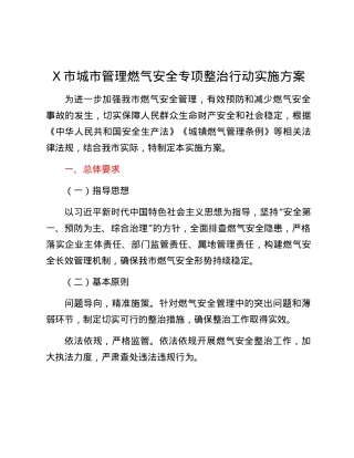 X市城市管理燃气安全专项整治行动实施方案.docx