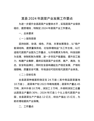 某县2024年蔬菜产业发展工作要点.docx