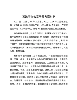 某政府办公室干部考察材料.docx