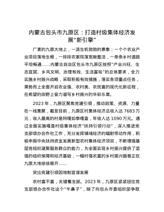 内蒙古包头市九原区：打造村级集体经济发展“新引擎”.docx