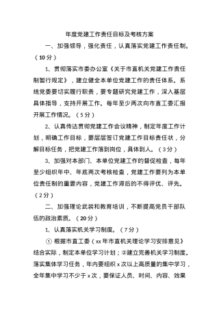 年度党建工作责任目标及考核方案.docx