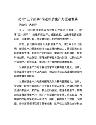 把牢“五个抓手”  推进新质生产力提速发展.docx