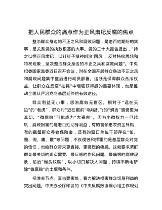 把人民群众的痛点作为正风肃纪反腐的焦点.docx