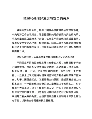 把握和处理好发展与安全的关系.docx