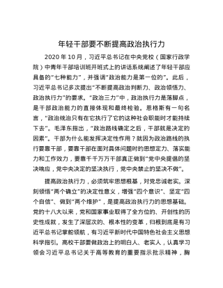 年轻干部要不断提高政治执行力.docx