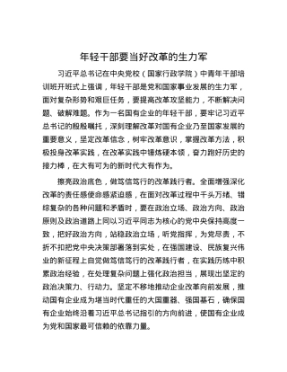 年轻干部要当好改革的生力军.docx