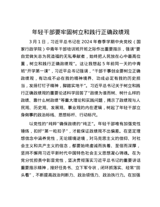 年轻干部要牢固树立和践行正确政绩观.docx