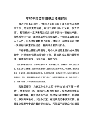 年轻干部要珍惜基层挂职经历.docx