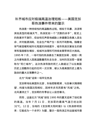 补齐城市应对极端高温治理短板——美国芝加哥热浪事件带来的警示.docx