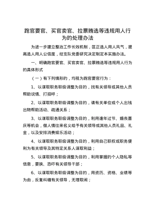 跑官要官、买官卖官、拉票贿选等违规用人行为的处理办法.docx