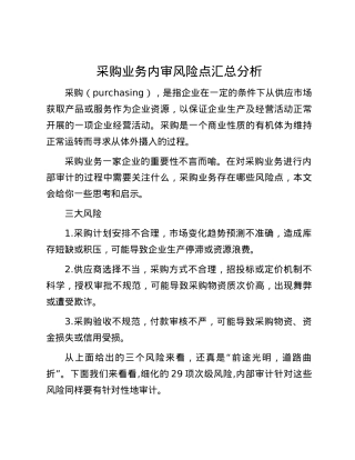 采购业务内审风险点汇总分析.docx