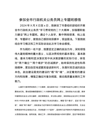参加全市行政机关公务员网上专题班感悟.docx