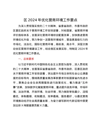 区2024年优化营商环境工作要点.docx