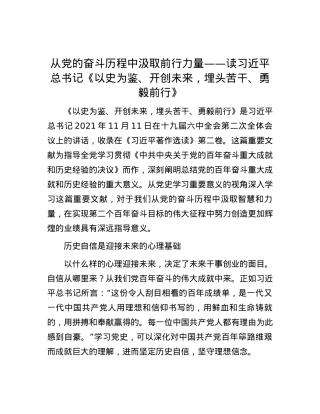 从党的奋斗历程中汲取前行力量——读习近平总书记《以史为鉴、开创未来，埋头苦干、勇毅前行》.docx
