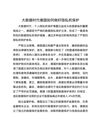 大数据时代德国如何做好隐私权保护.docx