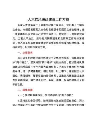 人大党风廉政建设工作方案.docx